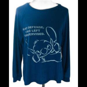 Disney Stitch Sleepwear Shirt Women’s Size M Color Blue